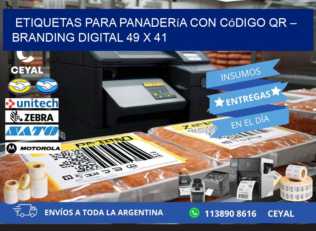 Etiquetas para panadería con código QR – Branding digital 49 x 41