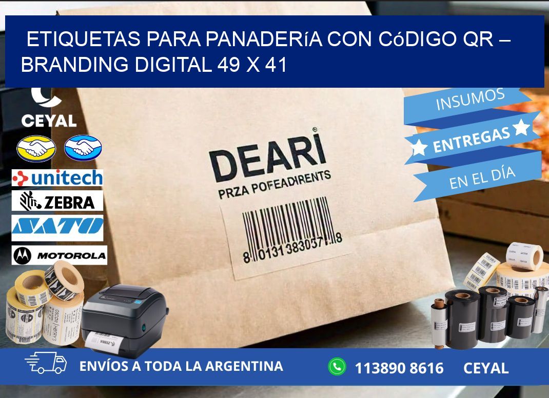 Etiquetas para panadería con código QR – Branding digital 49 x 41