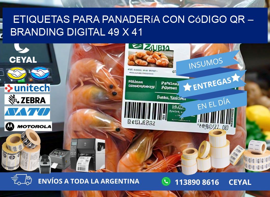 Etiquetas para panadería con código QR – Branding digital 49 x 41