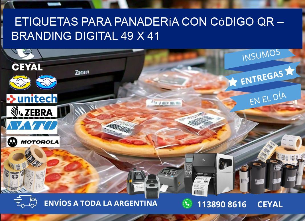 Etiquetas para panadería con código QR – Branding digital 49 x 41