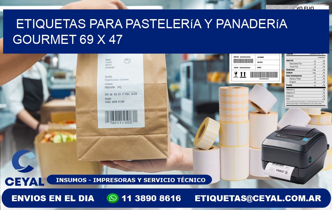 Etiquetas para pastelería y panadería gourmet 69 x 47