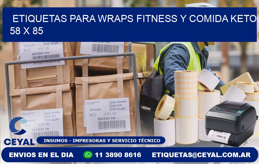Etiquetas para wraps fitness y comida keto 58 x 85