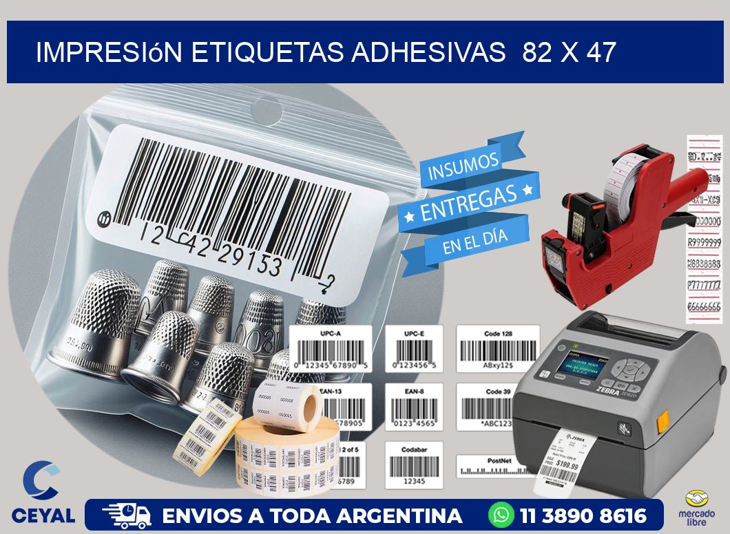 Impresión Etiquetas adhesivas  82 x 47