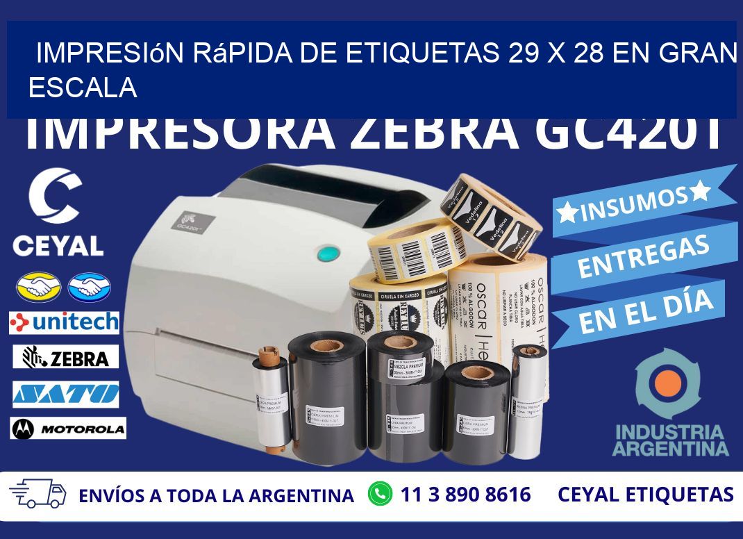 Impresión Rápida de Etiquetas 29 x 28 en Gran Escala