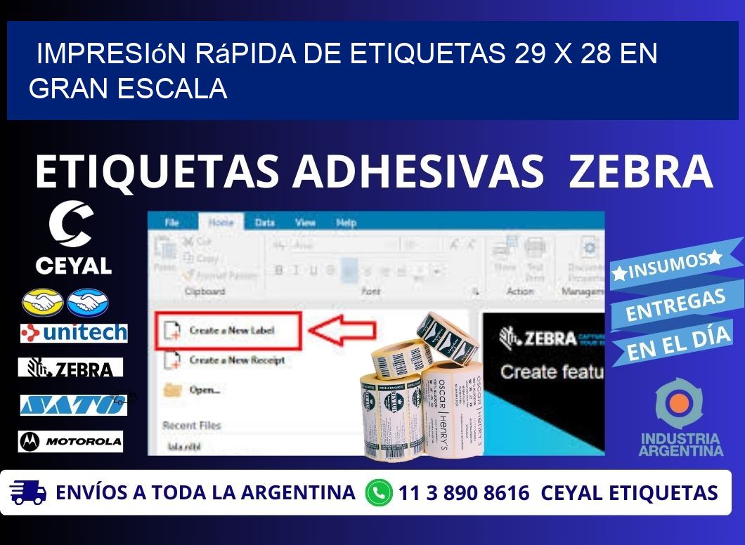 Impresión Rápida de Etiquetas 29 x 28 en Gran Escala