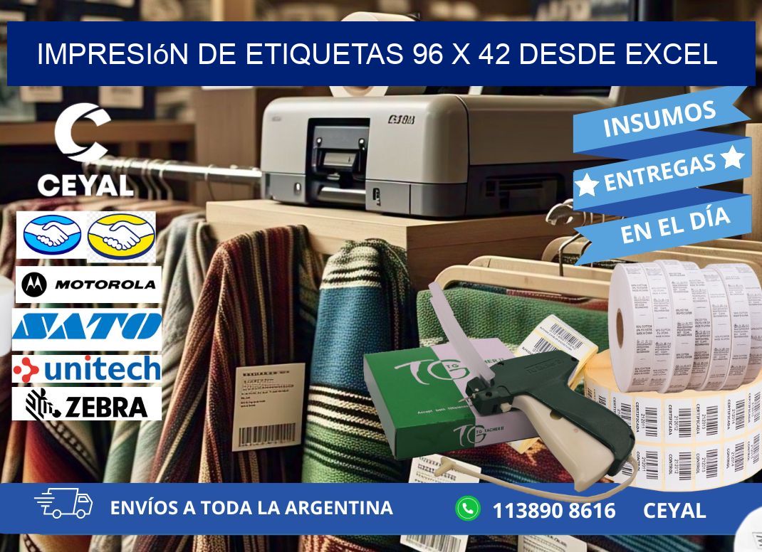 Impresión de Etiquetas 96 x 42 desde Excel