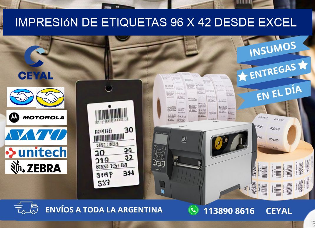 Impresión de Etiquetas 96 x 42 desde Excel