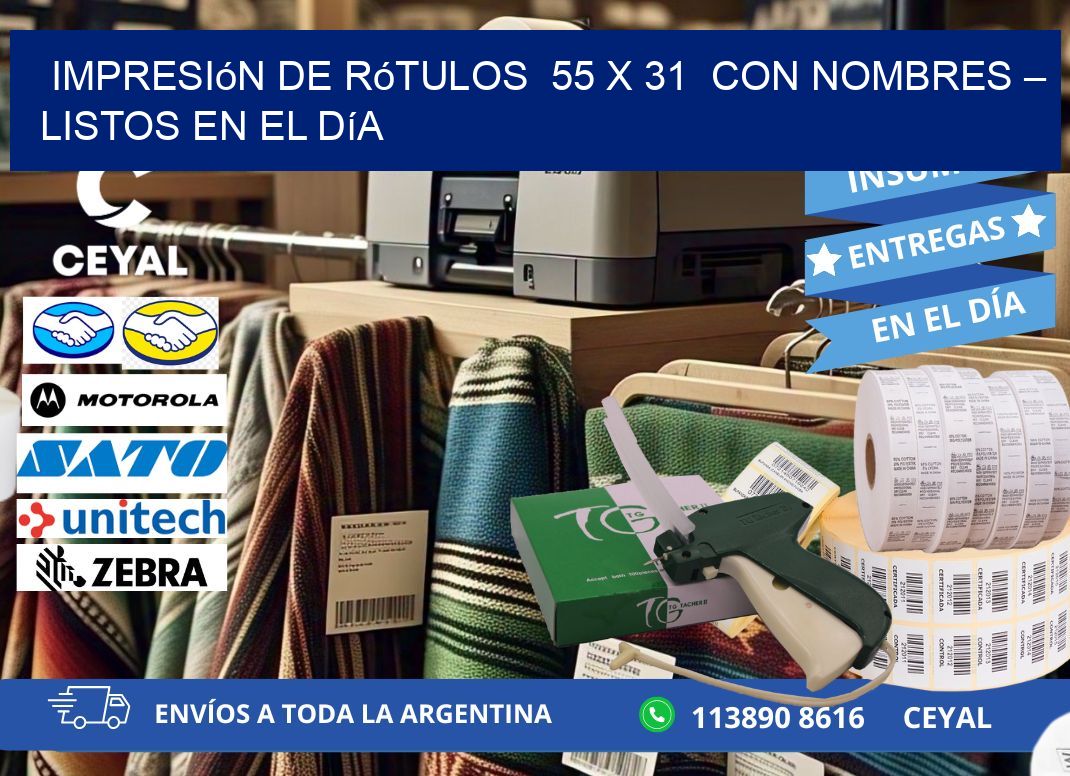 Impresión de Rótulos 55 x 31 con Nombres – Listos en el Día
