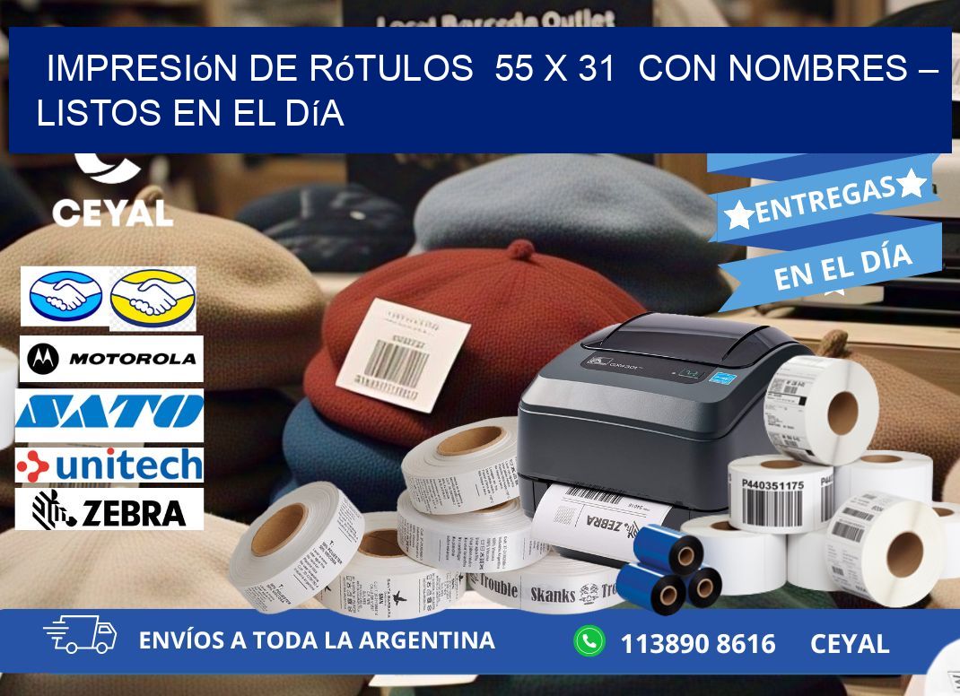 Impresión de Rótulos 55 x 31 con Nombres – Listos en el Día