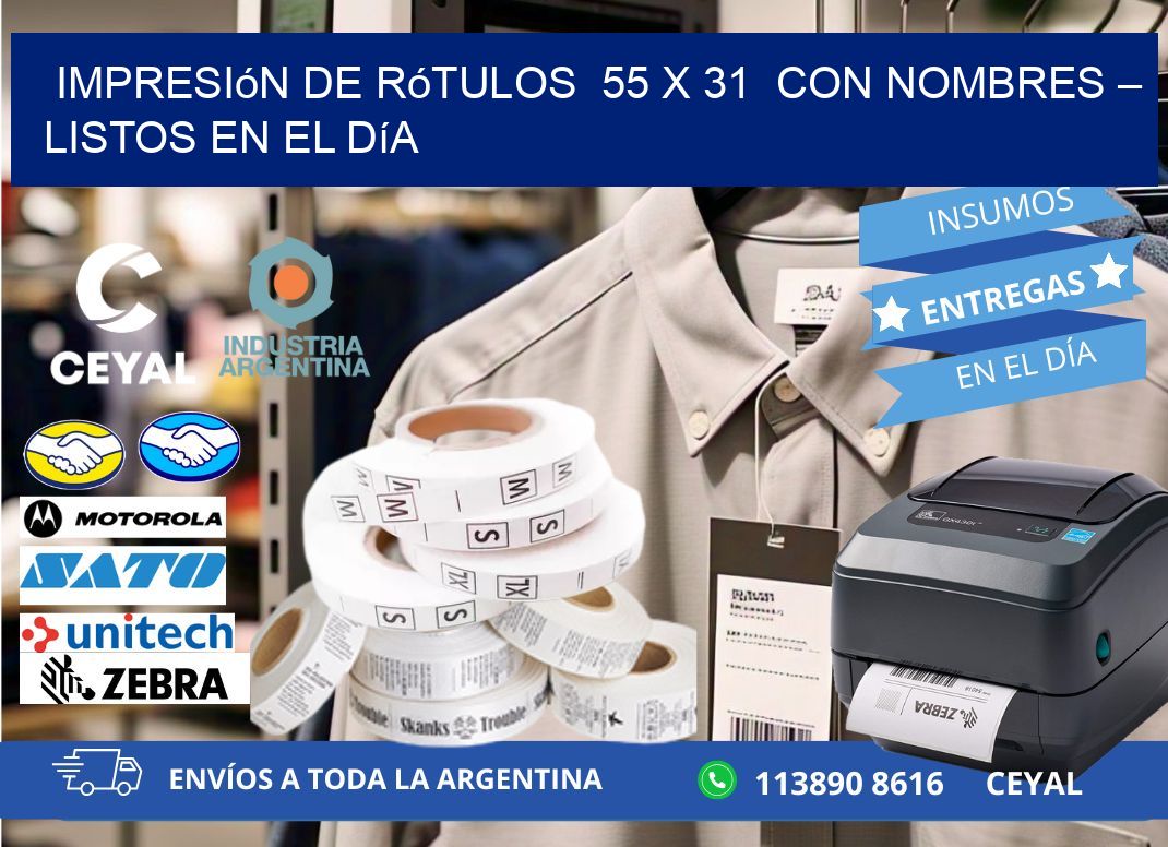 Impresión de Rótulos 55 x 31 con Nombres – Listos en el Día