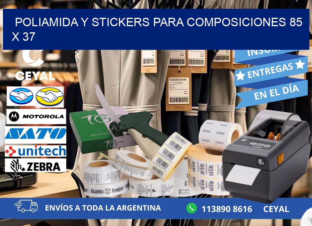 POLIAMIDA Y STICKERS PARA COMPOSICIONES 85 x 37
