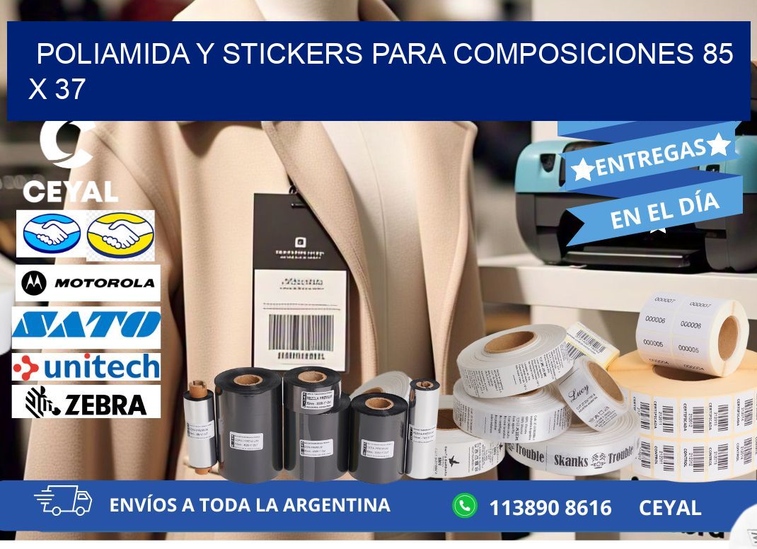 POLIAMIDA Y STICKERS PARA COMPOSICIONES 85 x 37