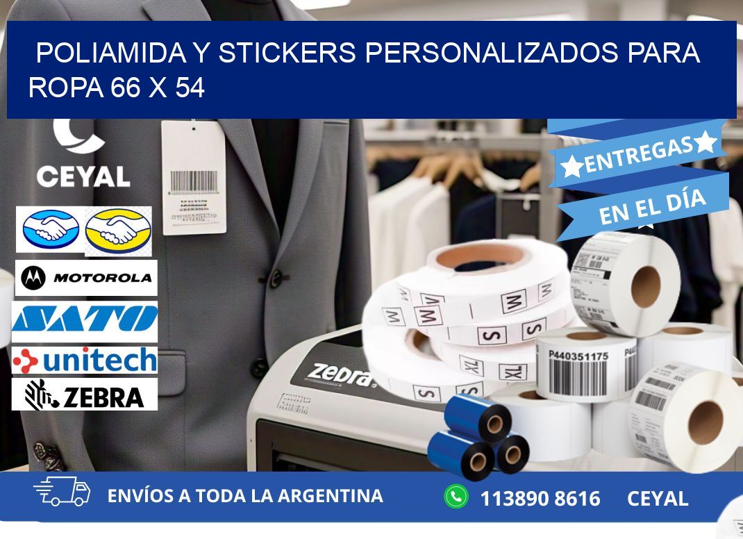 POLIAMIDA Y STICKERS PERSONALIZADOS PARA ROPA 66 x 54