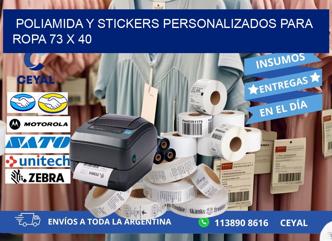 POLIAMIDA Y STICKERS PERSONALIZADOS PARA ROPA 73 x 40