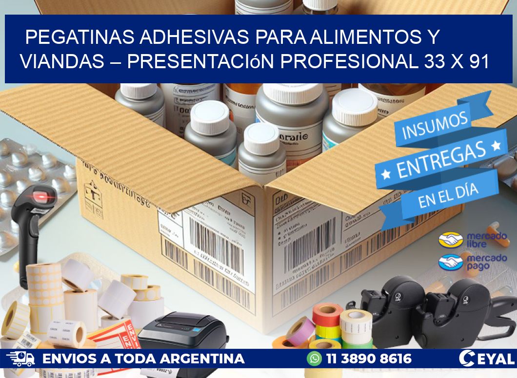 Pegatinas Adhesivas para Alimentos y Viandas – Presentación Profesional 33 x 91