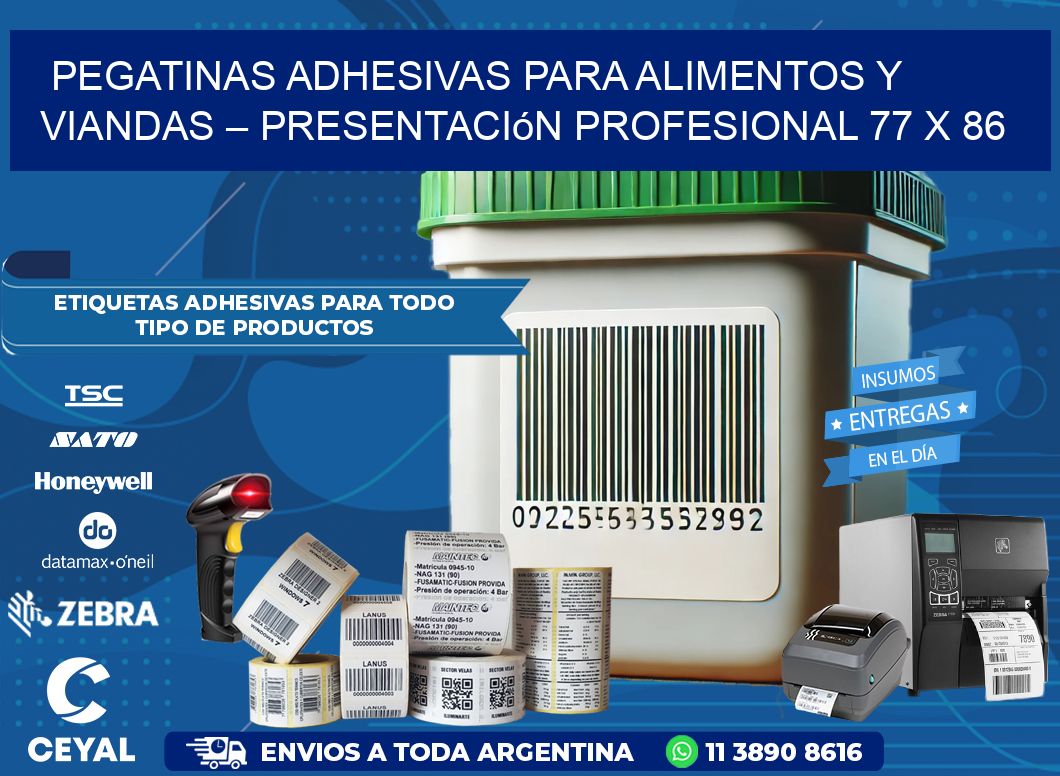 Pegatinas Adhesivas para Alimentos y Viandas – Presentación Profesional 77 x 86