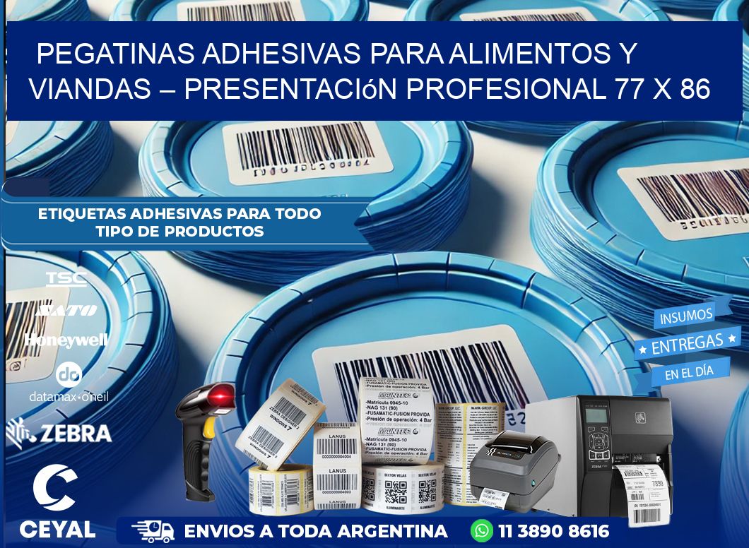 Pegatinas Adhesivas para Alimentos y Viandas – Presentación Profesional 77 x 86