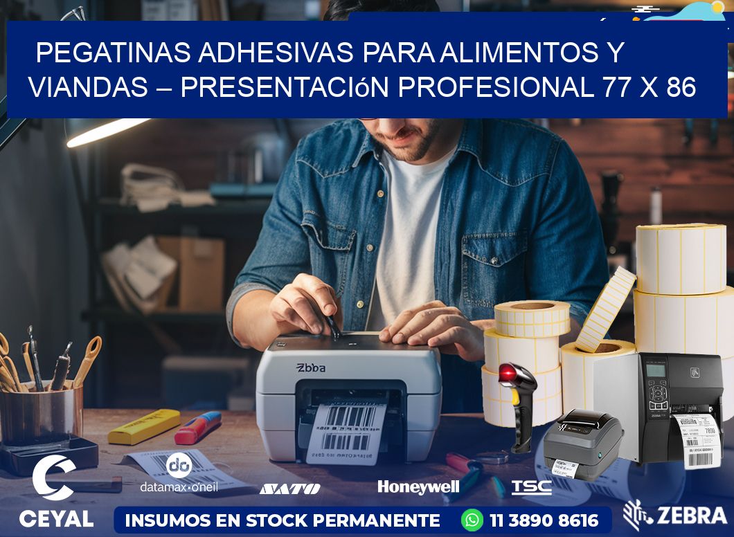 Pegatinas Adhesivas para Alimentos y Viandas – Presentación Profesional 77 x 86
