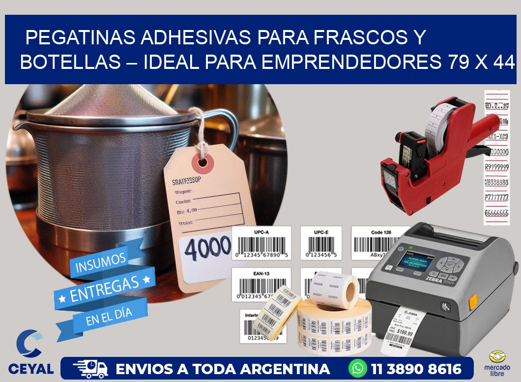 Pegatinas Adhesivas para Frascos y Botellas – Ideal para Emprendedores 79 x 44