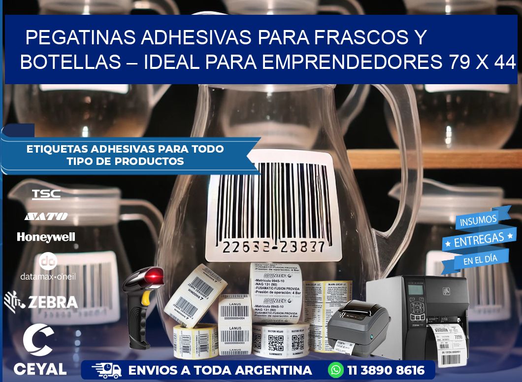 Pegatinas Adhesivas para Frascos y Botellas – Ideal para Emprendedores 79 x 44