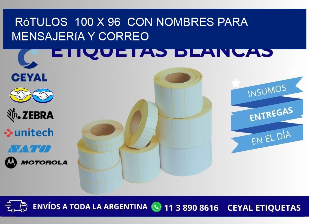 Rótulos 100 x 96 con Nombres para Mensajería y Correo