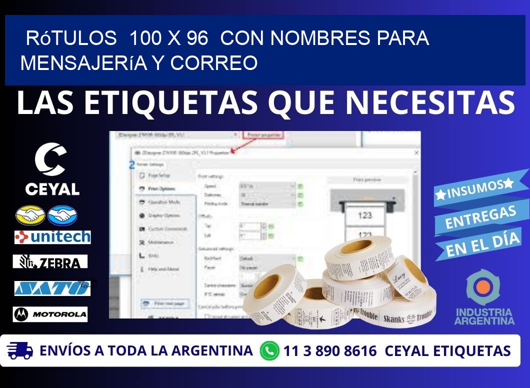 Rótulos 100 x 96 con Nombres para Mensajería y Correo