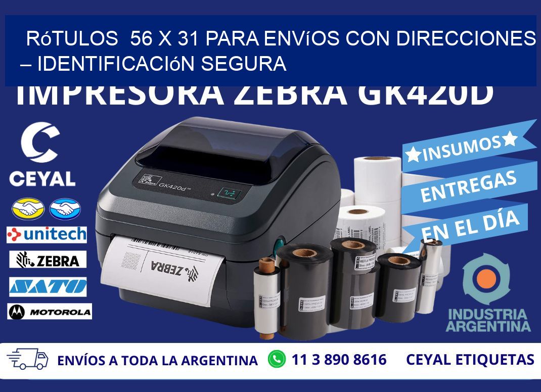 Rótulos  56 x 31 para Envíos con Direcciones – Identificación Segura
