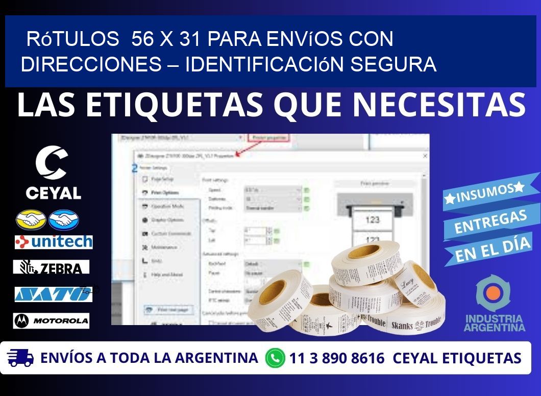 Rótulos  56 x 31 para Envíos con Direcciones – Identificación Segura