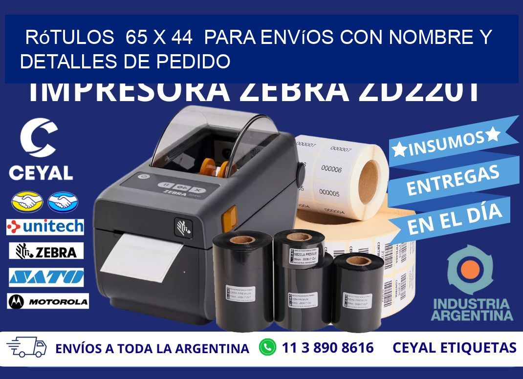 Rótulos 65 x 44 para Envíos con Nombre y Detalles de Pedido