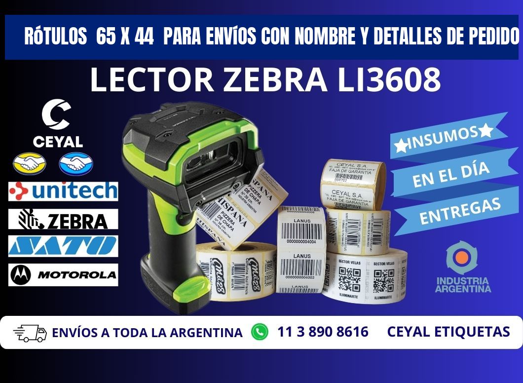 Rótulos 65 x 44 para Envíos con Nombre y Detalles de Pedido
