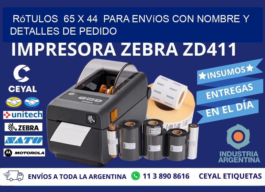 Rótulos  65 x 44  para Envíos con Nombre y Detalles de Pedido