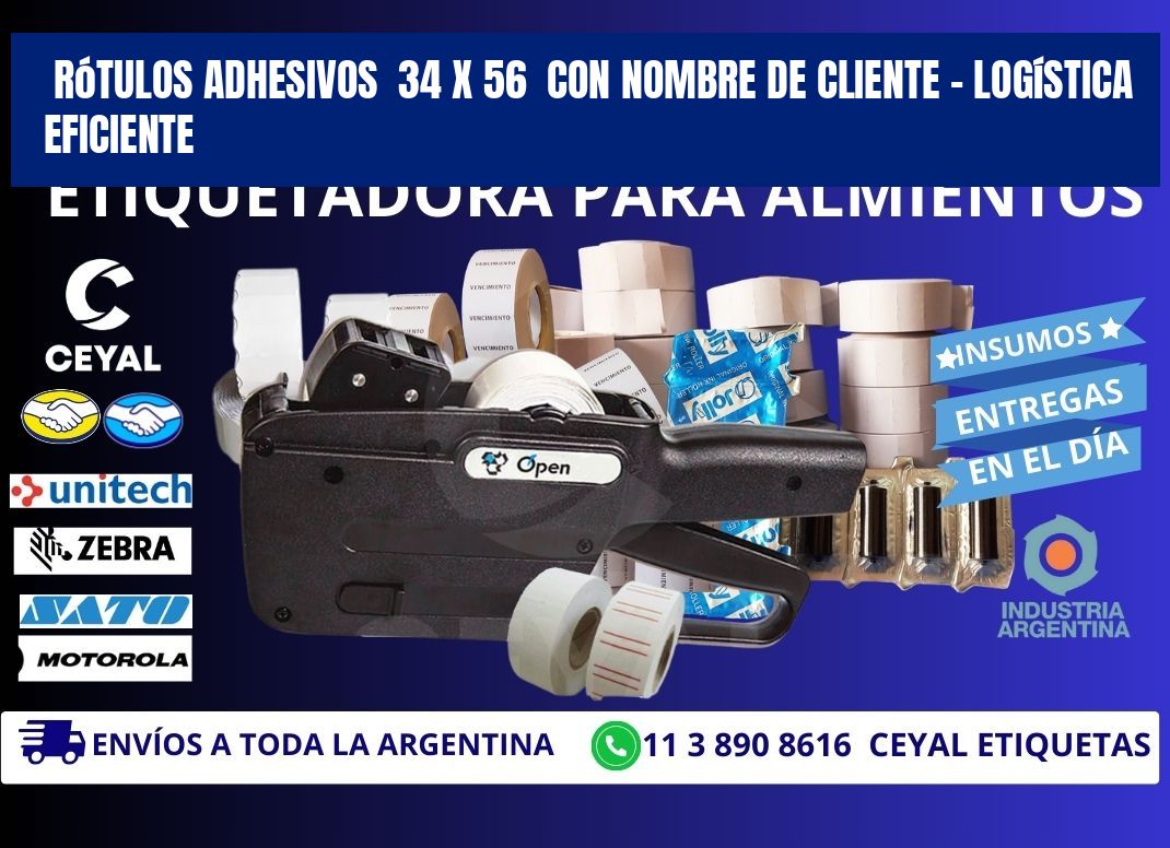 Rótulos Adhesivos 34 x 56 con Nombre de Cliente – Logística Eficiente
