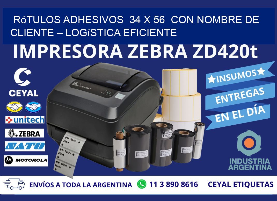 Rótulos Adhesivos 34 x 56 con Nombre de Cliente – Logística Eficiente