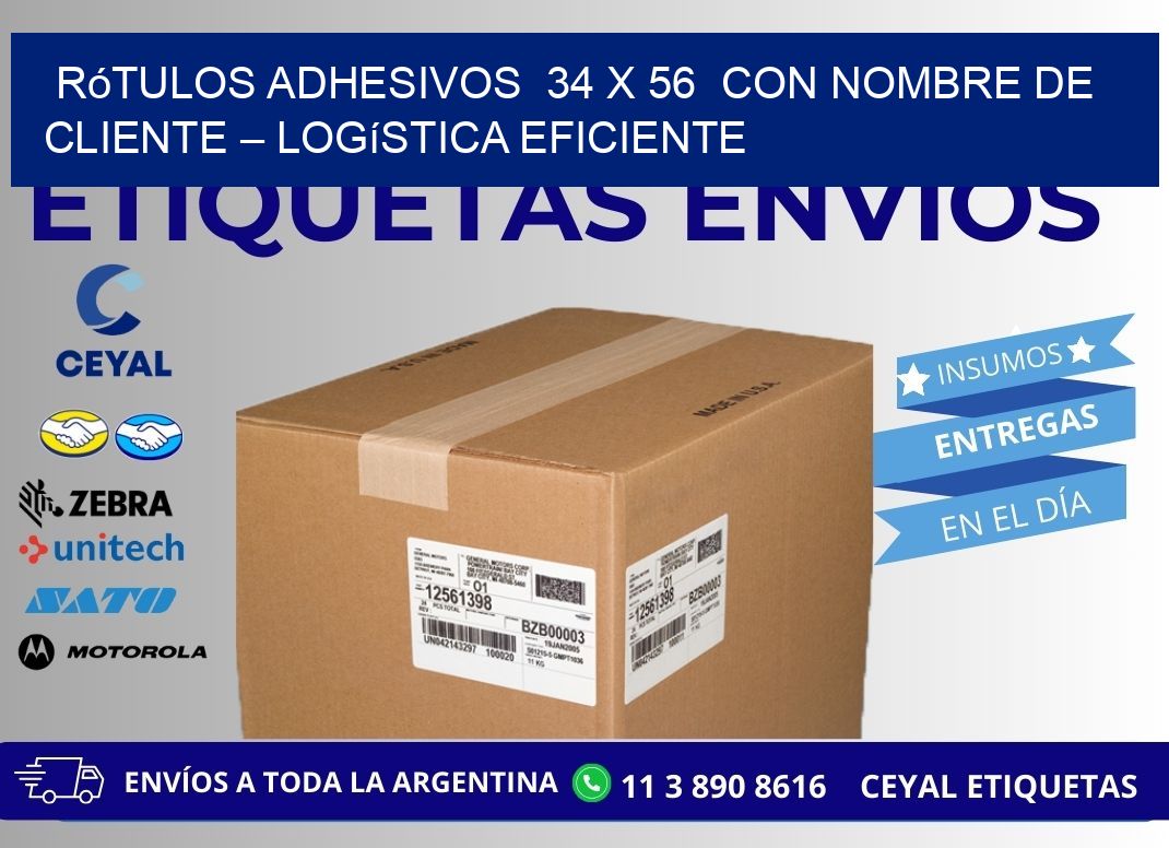 Rótulos Adhesivos 34 x 56 con Nombre de Cliente – Logística Eficiente