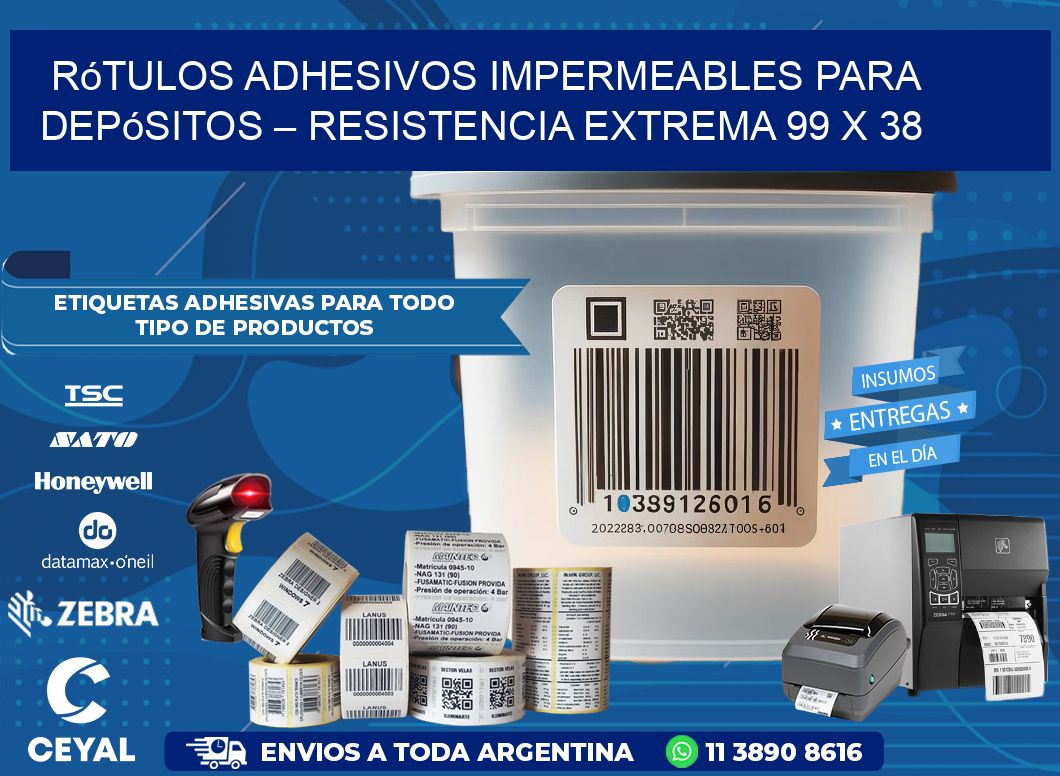 Rótulos Adhesivos Impermeables para Depósitos – Resistencia Extrema 99 x 38