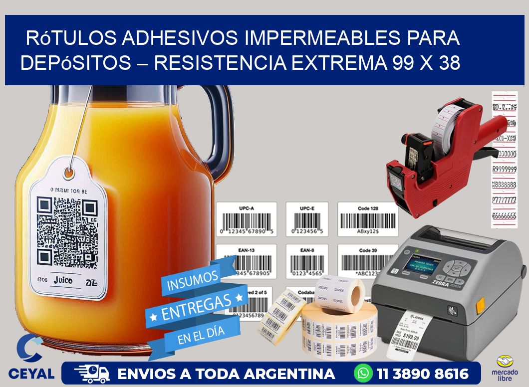 Rótulos Adhesivos Impermeables para Depósitos – Resistencia Extrema 99 x 38