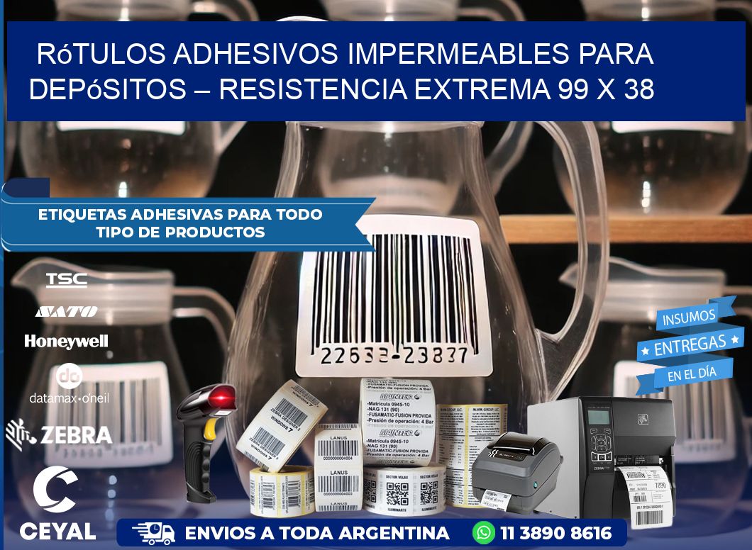Rótulos Adhesivos Impermeables para Depósitos – Resistencia Extrema 99 x 38