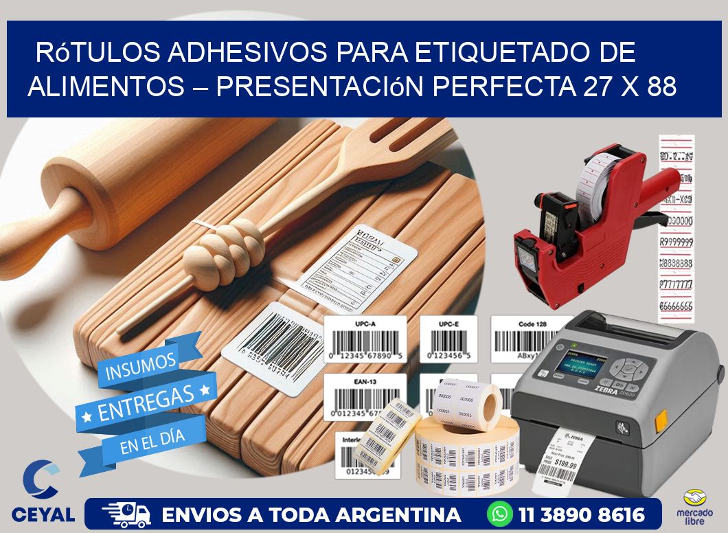 Rótulos Adhesivos para Etiquetado de Alimentos – Presentación Perfecta 27 x 88