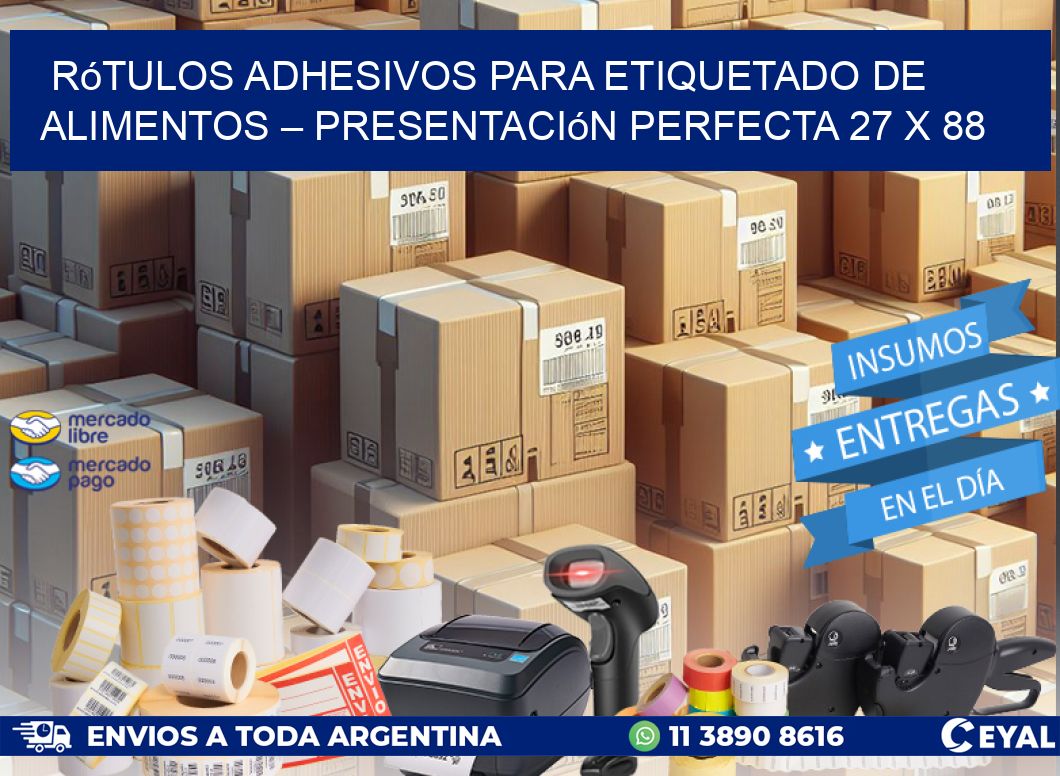 Rótulos Adhesivos para Etiquetado de Alimentos – Presentación Perfecta 27 x 88
