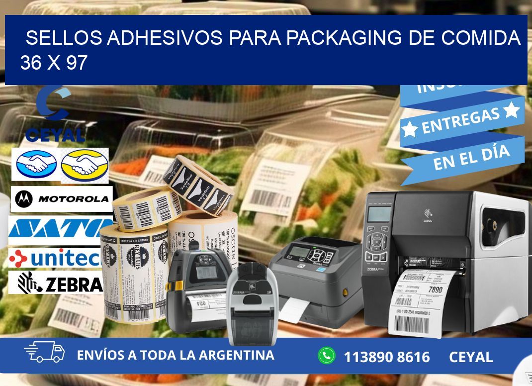 SELLOS ADHESIVOS PARA PACKAGING DE COMIDA  36 x 97
