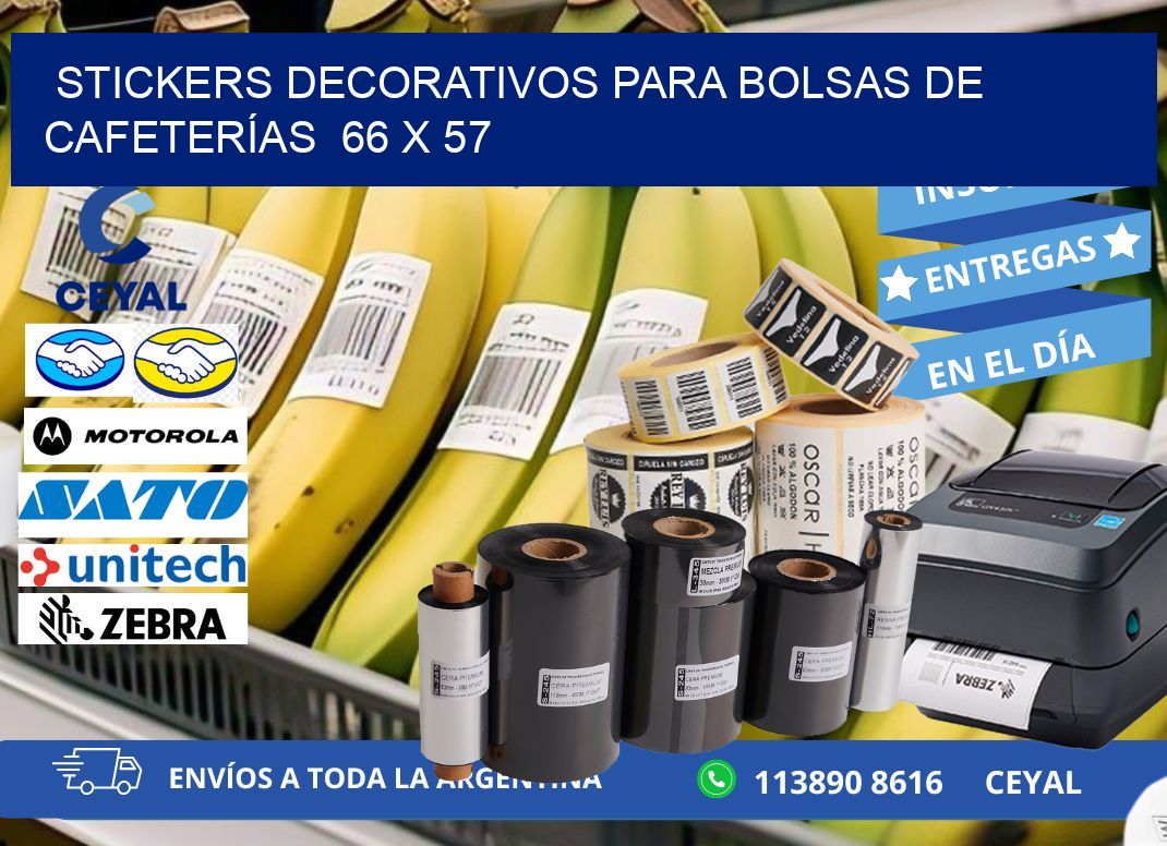 STICKERS DECORATIVOS PARA BOLSAS DE CAFETERÍAS 66 x 57