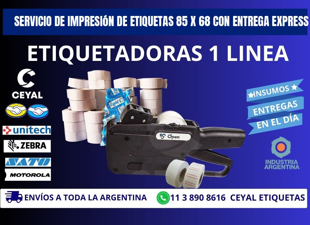 Servicio de Impresión de Etiquetas 85 x 68 con Entrega Express