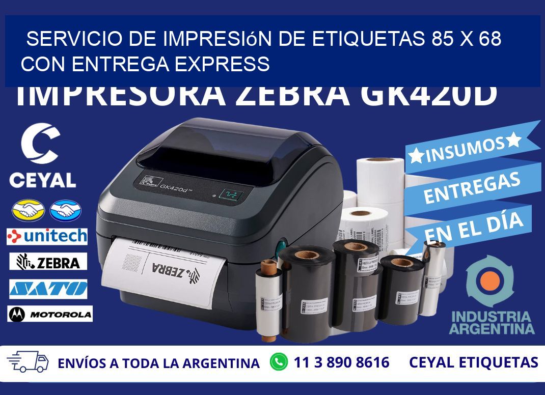Servicio de Impresión de Etiquetas 85 x 68 con Entrega Express