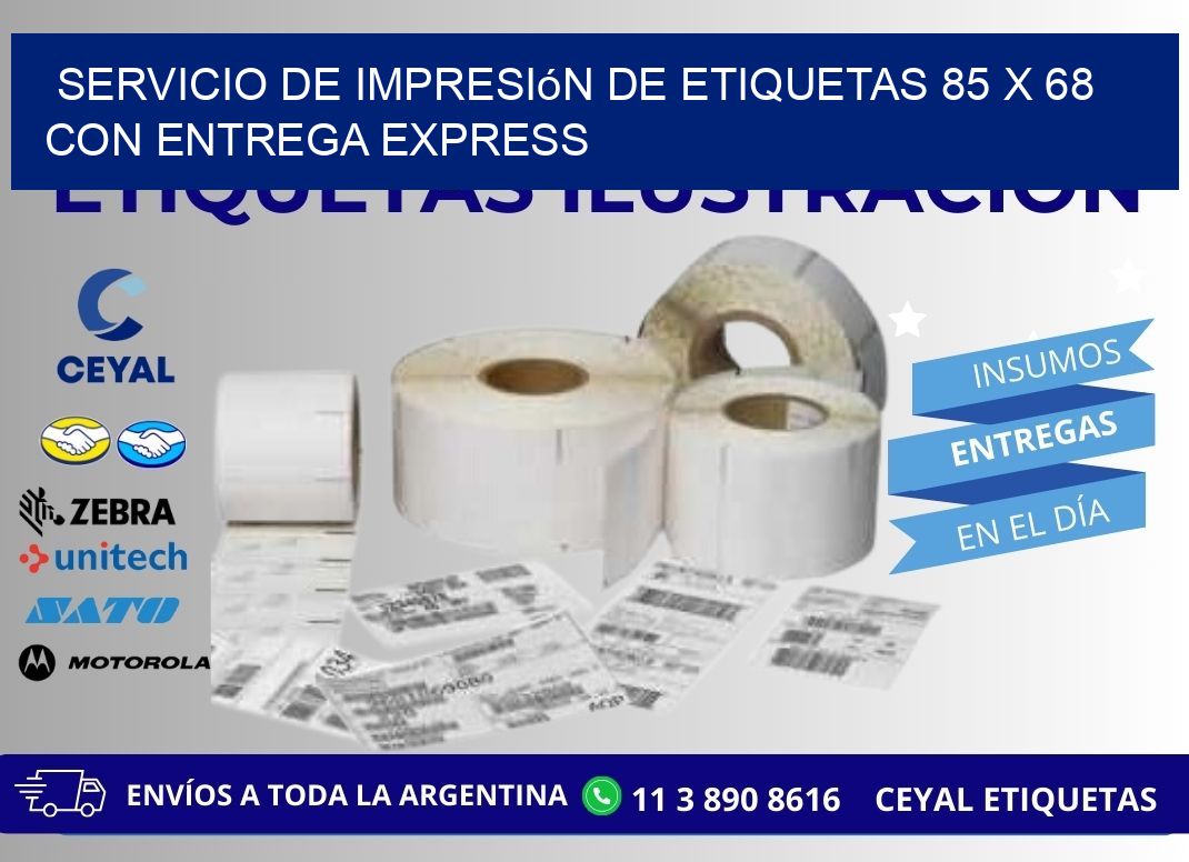 Servicio de Impresión de Etiquetas 85 x 68 con Entrega Express