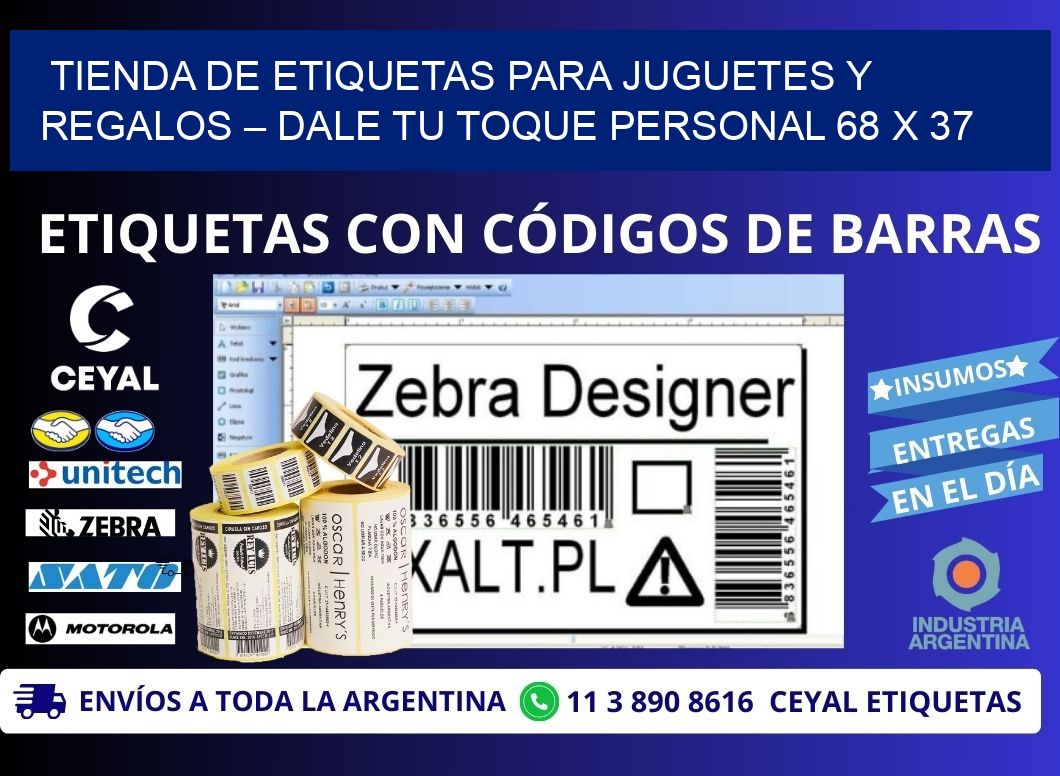 Tienda de Etiquetas para Juguetes y Regalos – Dale Tu Toque Personal 68 x 37