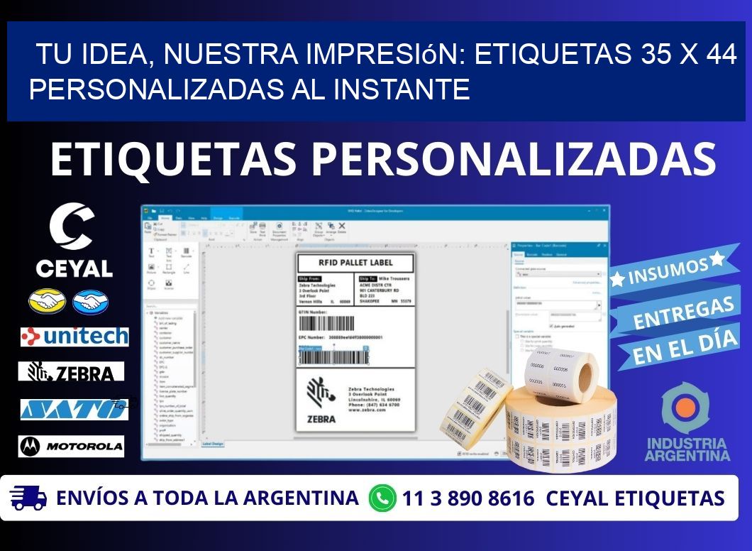 Tu Idea, Nuestra Impresión: Etiquetas 35 x 44 Personalizadas al Instante
