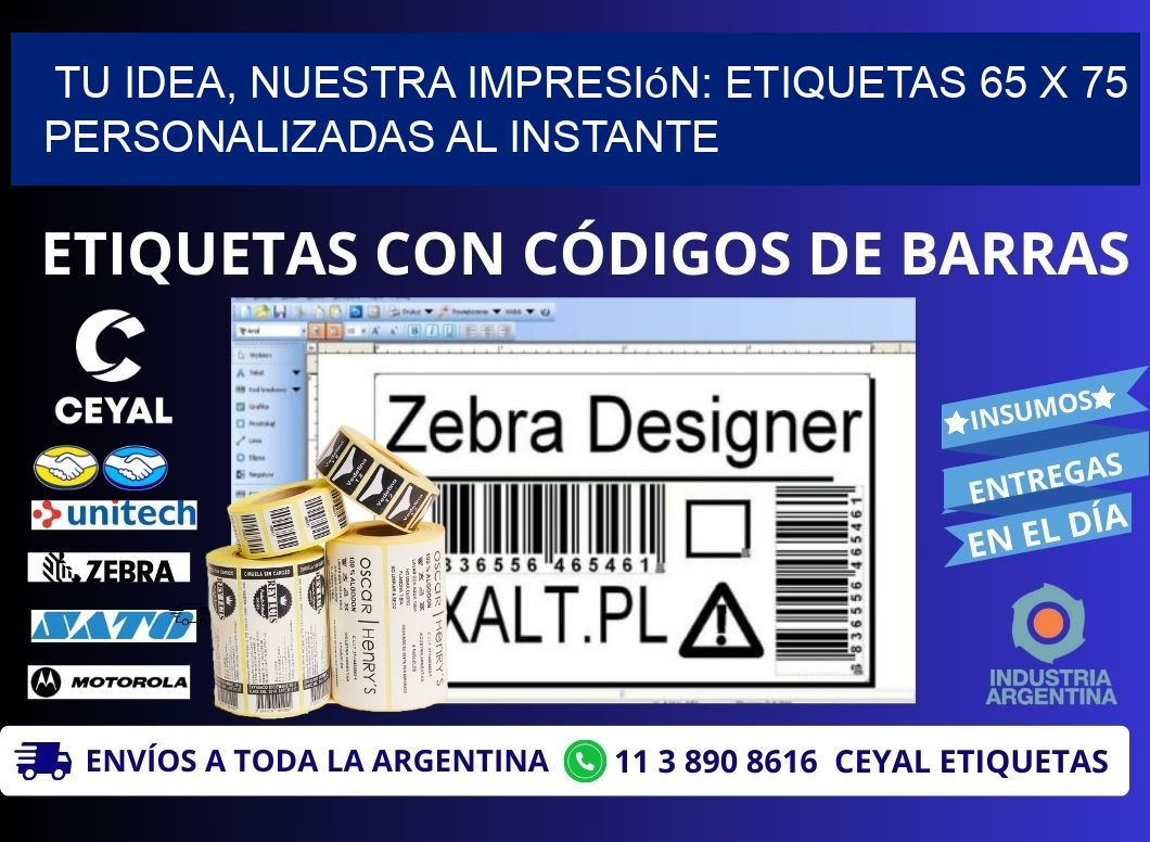 Tu Idea, Nuestra Impresión: Etiquetas 65 x 75 Personalizadas al Instante
