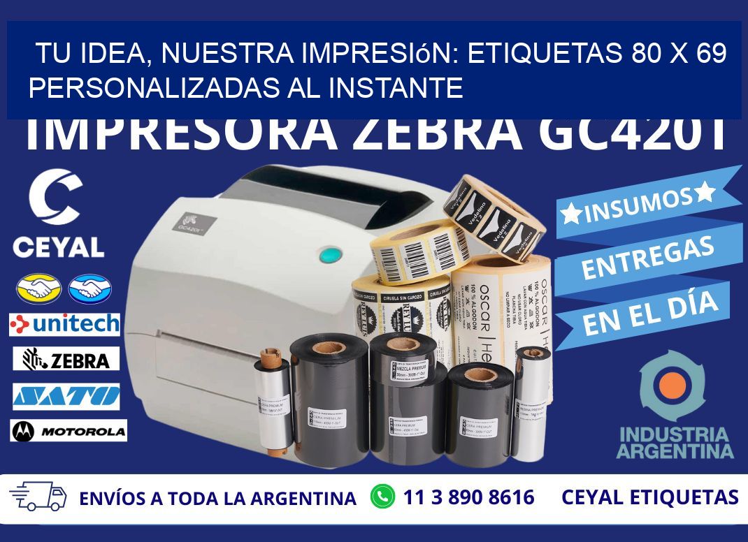 Tu Idea, Nuestra Impresión: Etiquetas 80 x 69 Personalizadas al Instante