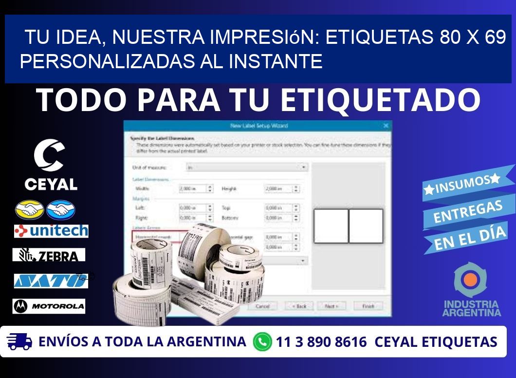 Tu Idea, Nuestra Impresión: Etiquetas 80 x 69 Personalizadas al Instante