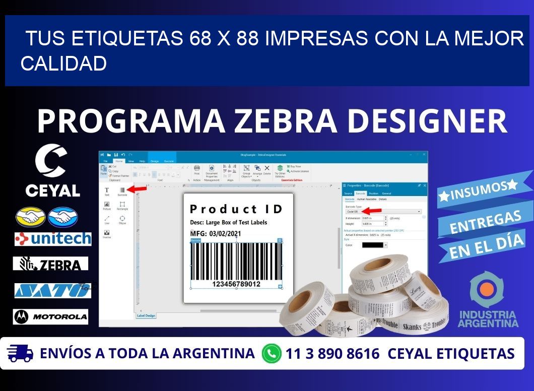 Tus Etiquetas 68 x 88 Impresas con la Mejor Calidad